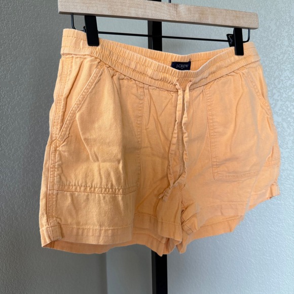 J.Crew Linen Blend‎ Shorts Drawstring Waist Casual Summer Pockets Orange Size S - Picture 3 of 10